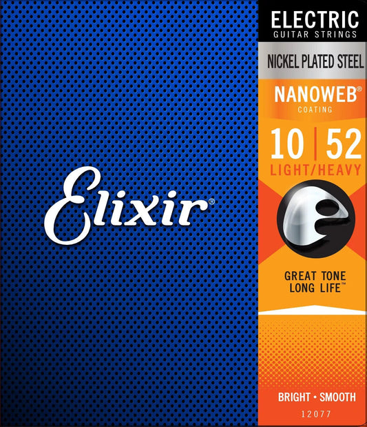 Elixir Nanoweb Coated 10-52 Light Nickel Electric Guitar Strings 12077