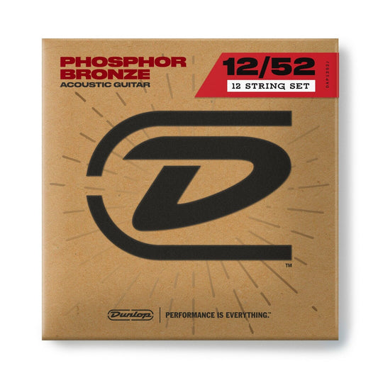 Dunlop 12 String Phosphor Bronze 12-52 Medium Acoustic Guitar Strings DAP1252J