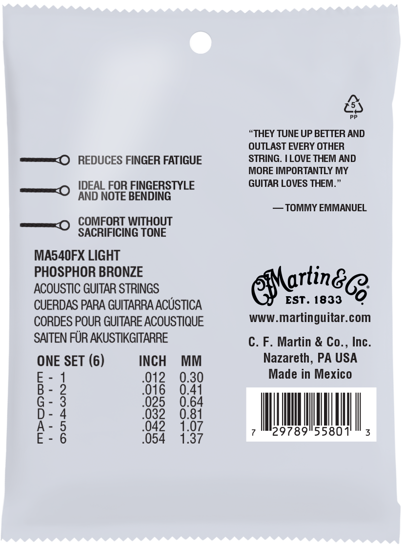 Martin SP Flexible Core 12-54 Tommy's Choice Phosphor Acoustic Guitar Strings