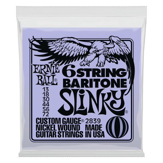 Ernie Ball 6 String Baritone Slinky 13-72 Nickel Electric Guitar Strings 2839 