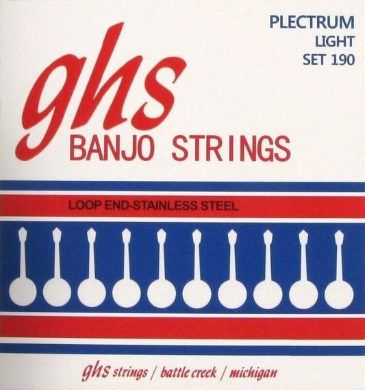 Ghs 4 String Plectrum Banjo 11-26 Loop End Stainless Steel Banjo Strings 190