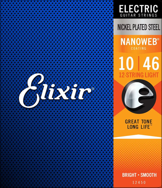 Elixir Nanoweb Coated 10-46 12 String Light Nickel Electric Guitar Strings 12452