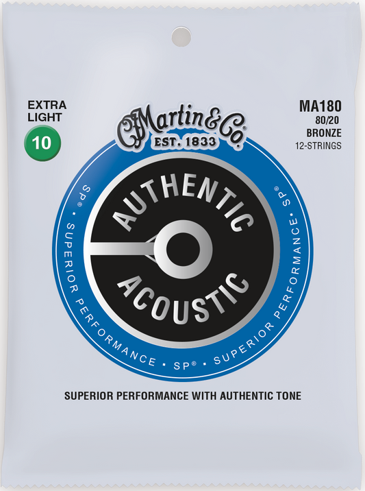 Martin 12 String Authentic Acoustic SP 10-47 80/20 Bronze Acoustic Guitar String