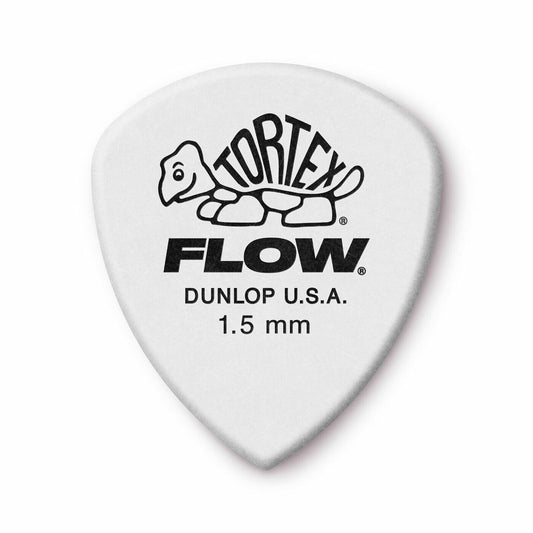 Jim Dunlop Tortex Flow Standard Grip 1.50mm White Plectrums - (Bag of 12 Picks)