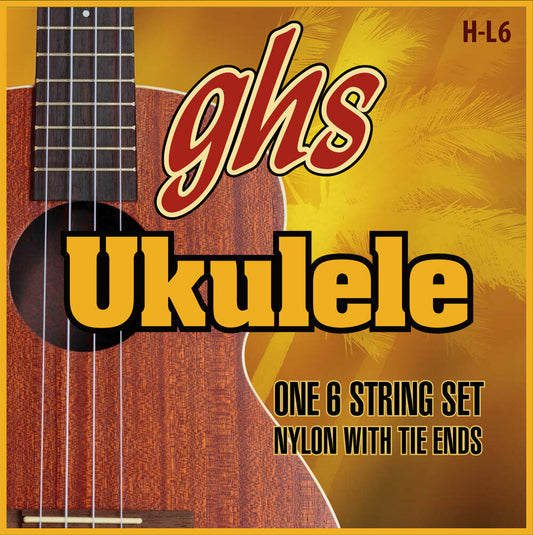 Ghs Lili'u 6 String 25-28 Black Nylon & Silverwound Tie End Ukulele Strings HL6