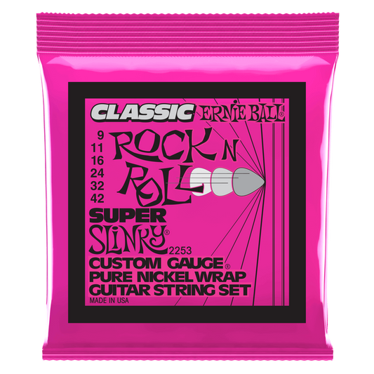 Ernie Ball Classic PURE NICKEL Super Slinky 09-42 Electric Guitar Strings 2253