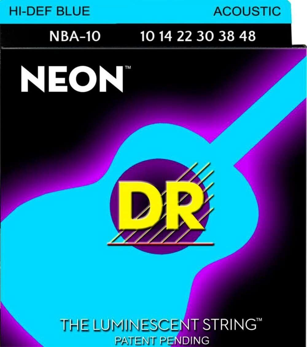 Dr Handmade Neon Hi-Def Acoustic Guitar Strings Green,White,Orange,Multicolour