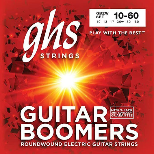 Ghs Boomers 10-60 Custom Heavyweight Nickel Wound Electric Guitar Strings GBZW