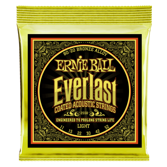 Ernie Ball Everlast COATED 80/20 Bronze Light 11-52 Acoustic Guitar Strings 2558