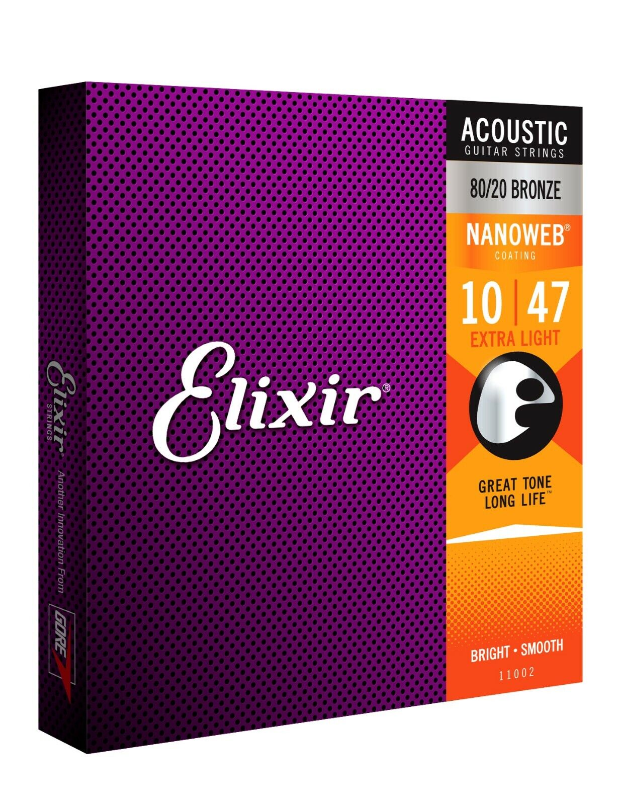 Elixir Nanoweb Coated 10-47 Extra Light 80/20 Bronze Acoustic Strings 11002