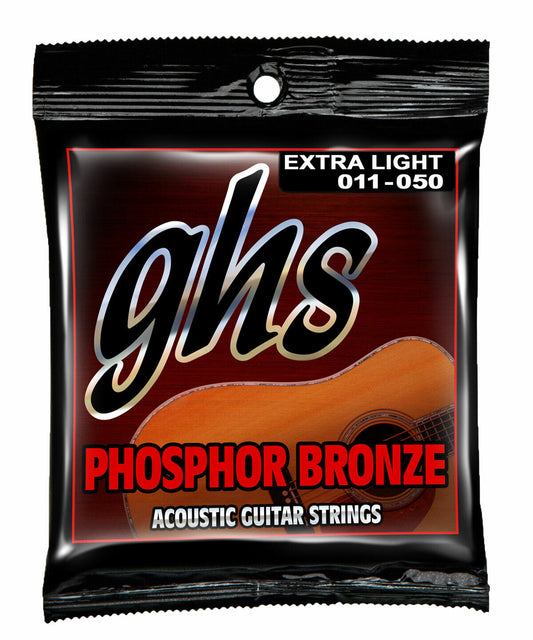 Ghs Phosphor Bronze 11-50 Extra Light Roundwound Acoustic Guitar Strings S315