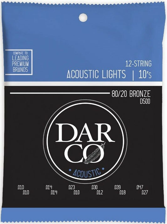 Darco By Martin 12 String 10-47 Medium 80/20 Bronze Acoustic Guitar Strings D500