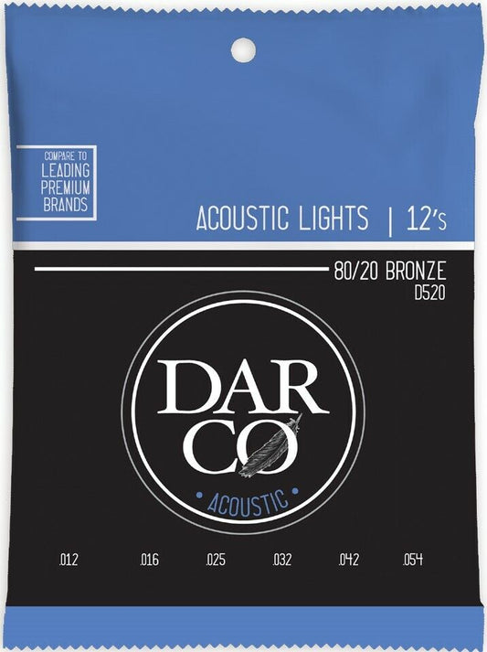 Darco By Martin 12-54 Light 80/20 Bronze Acoustic Guitar Strings D520