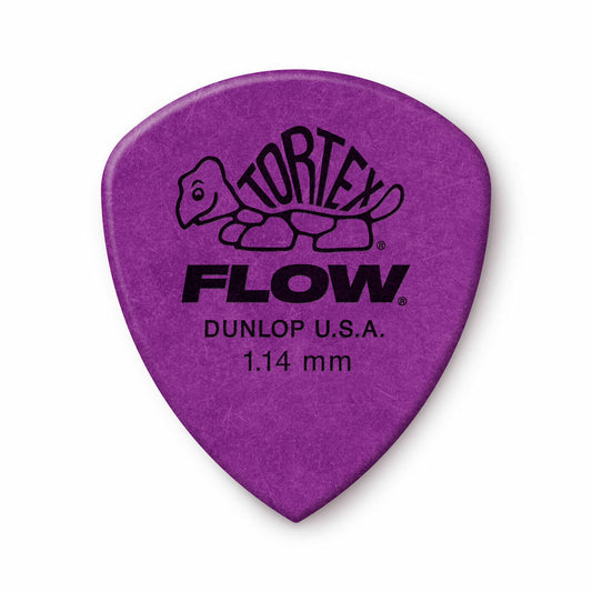 Jim Dunlop Tortex Flow Standard 1.14mm Purple Plectrums - (Bag of 12 Picks)