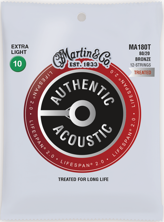 Martin 12 String Lifespan 2.0 Treated 10-47 80/20 Bronze Acoustic Guitar Strings