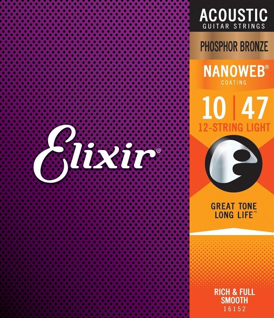 Elixir Nanoweb Coated 12 String 10-47 Light Phosphor Bronze Acoustic 16152