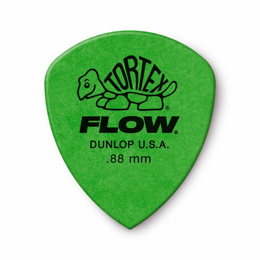 Jim Dunlop Tortex Flow Standard Grip 0.88mm Green Plectrums - (Bag of 12 Picks)