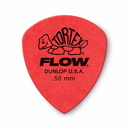 Jim Dunlop Tortex Flow Standard Grip 0.50mm Red Plectrums - (Bag of 12 Picks)