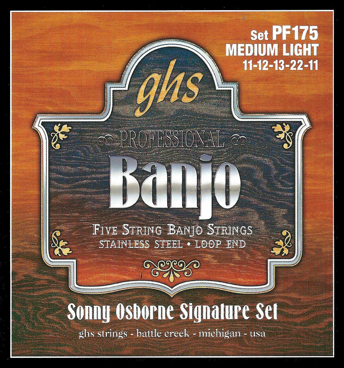 Ghs 5 String Sonny Osborne 11-22w Med-Light Stainless Steel Banjo Strings PF175