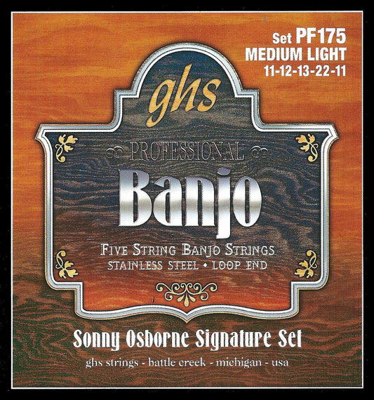 Ghs 5 String Sonny Osborne 11-22w Med-Light Stainless Steel Banjo Strings PF175