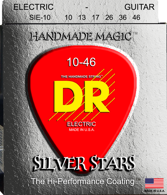 Dr Handmade Silver Stars 10-46 Coated Silver Plated Electric Guitar Strings