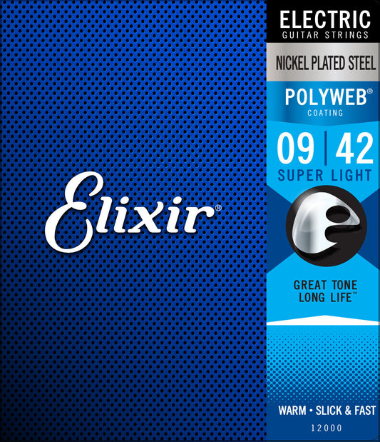 Elixir Polyweb Coated 09-42 Super Light Nickel Electric Guitar Strings 12000