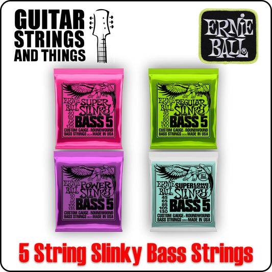 Ernie Ball 5 String Slinky Nickel Bass Strings Super Regular Power Super Long