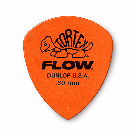 Jim Dunlop Tortex Flow Standard Grip 0.60mm Orange Plectrums - (Bag of 12 Picks)