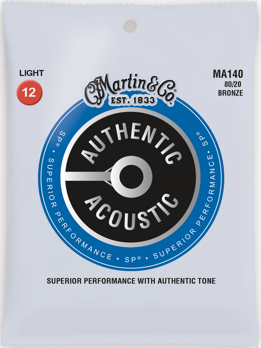 Martin Authentic Acoustic SP 12-54 Light 80/20 Bronze Acoustic Guitar Strings