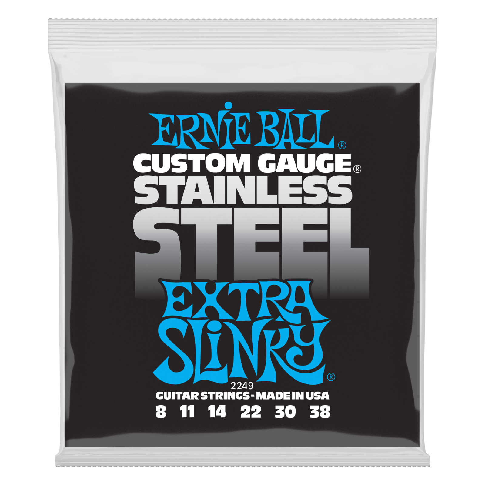 Ernie Ball Stainless Steel Extra Slinky 08-38 Electric Guitar Strings 2249