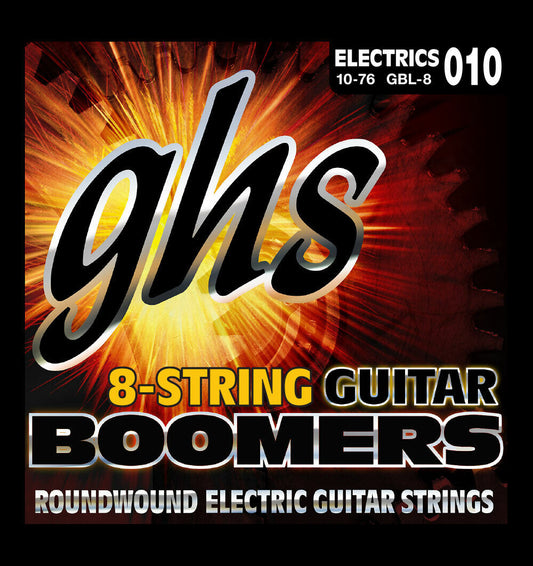 Ghs 8 String Boomers 10-76 Light Nickel Wound Electric Guitar Strings GBL8