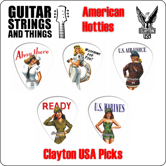 Clayton USA American Hotties Standard Grip Delrin Plectrums - Bags of 12 Picks