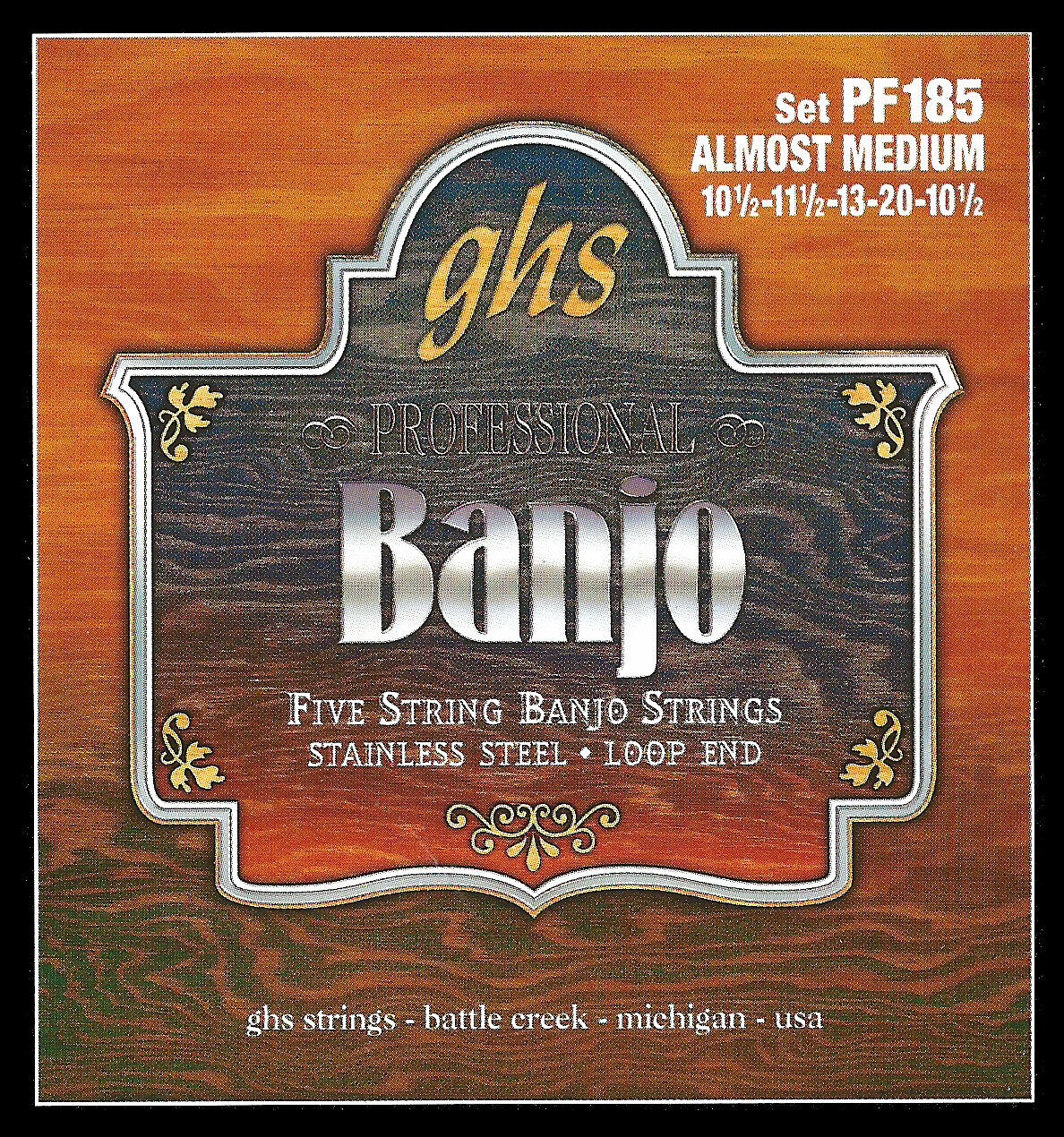 Ghs 5 String 10.5-20w Almost Medium Stainless Steel Loop End Banjo Strings PF185