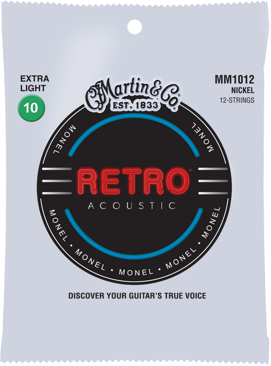 Martin Retro 12 String 10-47 Extra Light Monel Acoustic Guitar Strings MM1012